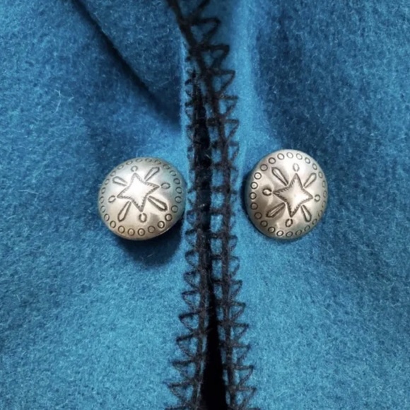 MID-WEST GARMENT CO Western Teal Wool Jacket Silver Button Canada Made vintage - Picture 6 of 7